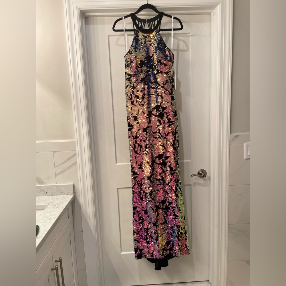 Multicolored sequined mermaid style dress